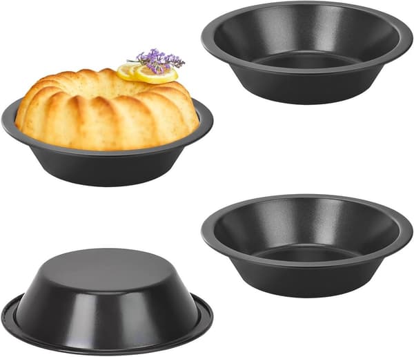 Mini Quiche og Nata Pasteis Bageform - 10 cm, Kulstofstål, Sæt med 4 til Tærter, Desserter og Muffins