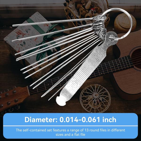 Gitarrsadel filset - Gitarr underhållskit - Strängjustering och reparation - Hållbart rostfritt stål - 14 delar - Silver