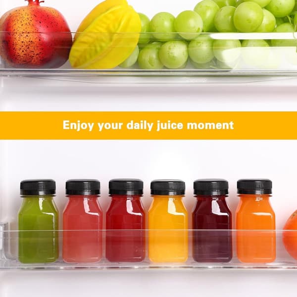 x Plastjuiceflaska 120 ml - Små transparenta dricksflaskor - Plastjuiceflaskor med lock - Minijuiceflaskor - transparenta - 120 ml