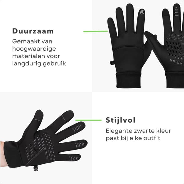Luksushandsker - Touchscreen-handsker - Størrelse L - Unisex Vinterhandsker - Sort - Smartphone-handsker - Inkluderer E-BOG