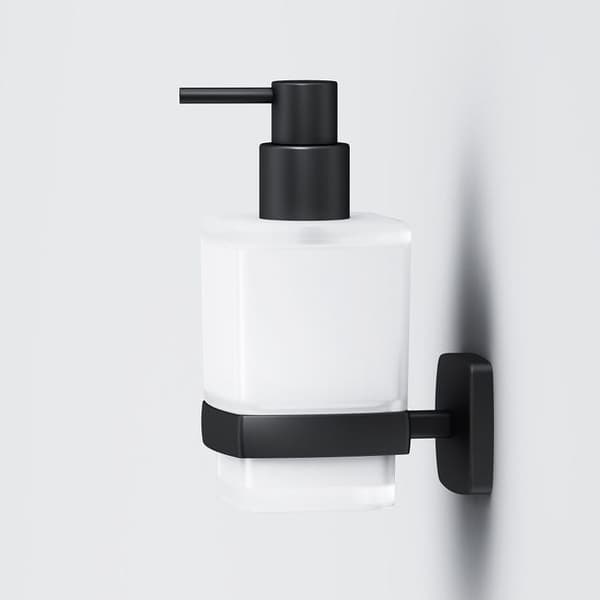 Glas flydende sæbedispenser med vægbeslag, Sort