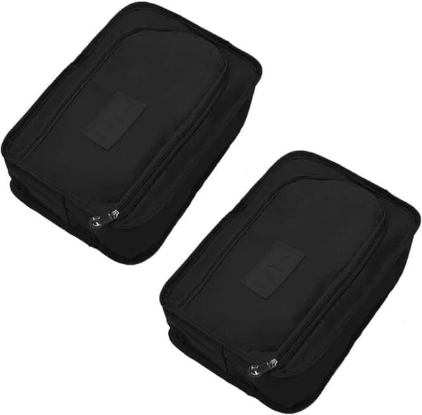 Set med 2 reseskoväskor, vattentäta skoväskor, bärbara resväskor, svart, 8,26 x 11,81 x 4