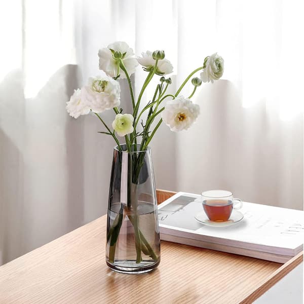 Högkvalitativ stor vas 22 cm - Vacker grå blomvas hög vas