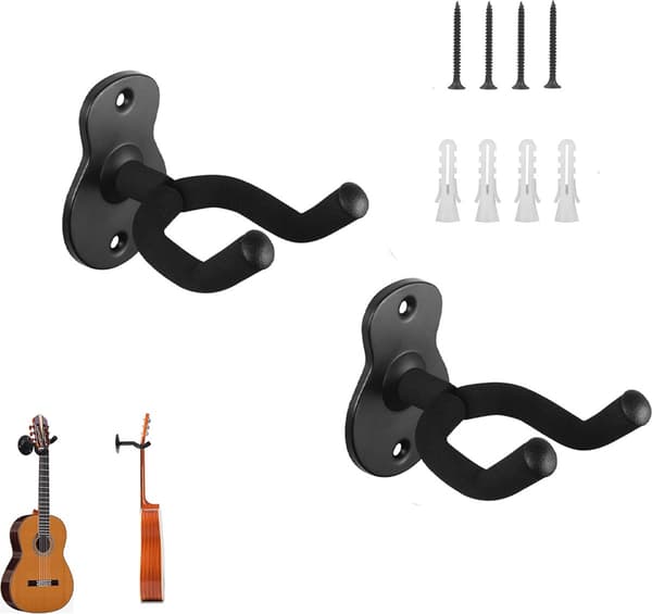 Gitarrväggfäste - 2 delar - Gitarrkrok - Väggfäste för upphängning av gitarr - Väggkrok - Väggmonterad gitarrhållare - 2 delar