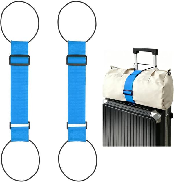 Mångsidiga, starka, justerbara bagageremmar, set om 2, elastiska bagagetillbehör, elastiska fästremmar (blå)