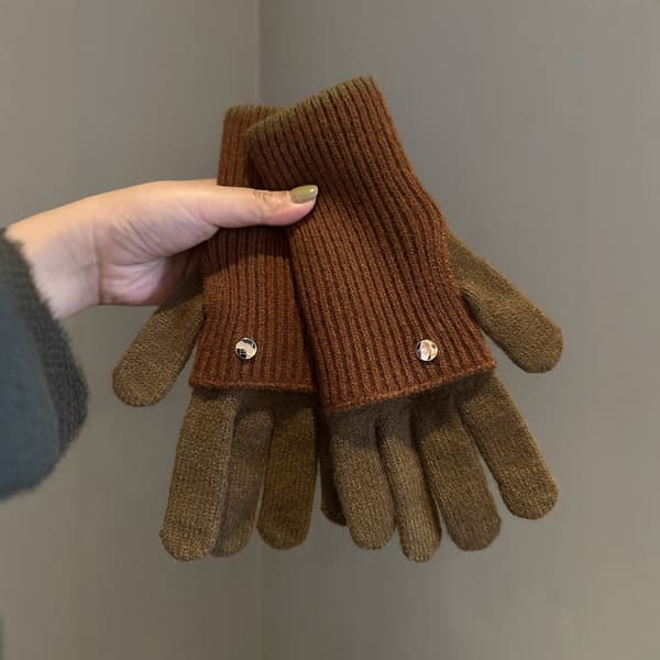 Efterår/vinter patchwork strikhandsker - synlige fingerspidser - udskiftelig længde - touchscreen-understøttelse - varme - kørsel - arbejde - 4-dele