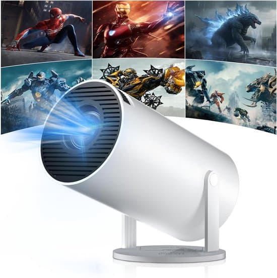 4K Mini Projektor Smart Projektor - för iOS & Android WiFi 6 & Bluetooth 5.4 – Hemmabio – Vit