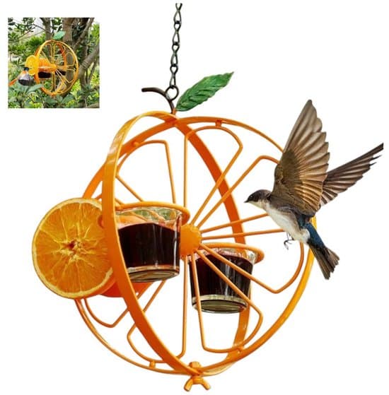 1 stk. - Kolibrifoderautomat - Udendørs foderautomat og drikkeskål - Kolibrifoderautomat - Foderautomat til Clementine Oriole - Orange