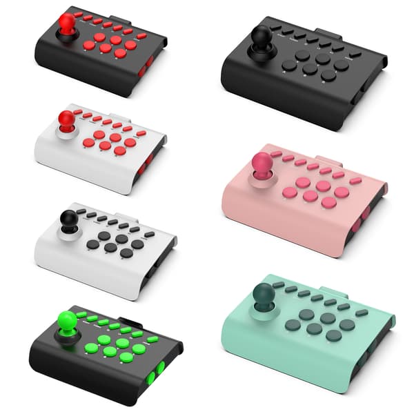Spilcontroller, egnet til trådløse kampspilsplatforme som PS4/PS3/PC/Switch, Steam og TV-set-top-bokse, hvid og rød.