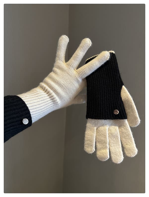 Efterår/vinter patchwork strikhandsker - synlige fingerspidser - udskiftelig længde - touchscreen-understøttelse - varme - kørsel - arbejde - 4-dele