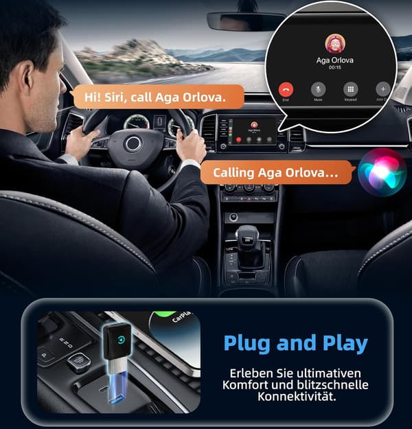 Mini trådløs CarPlay-adapter, grå, til Android-brug, sølvgrå, kompakt trådløs AutoPlay-adapter til Android Auto, hurtig automatisk forbindelse