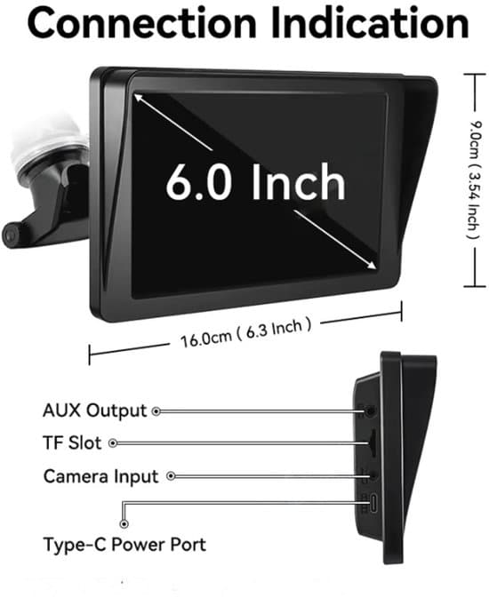 6-tums universell bilradio med kamera - för Android Auto & CarPlay - Linux-system - Bluetooth 5.0 - FM - SD - USB - 6-tums