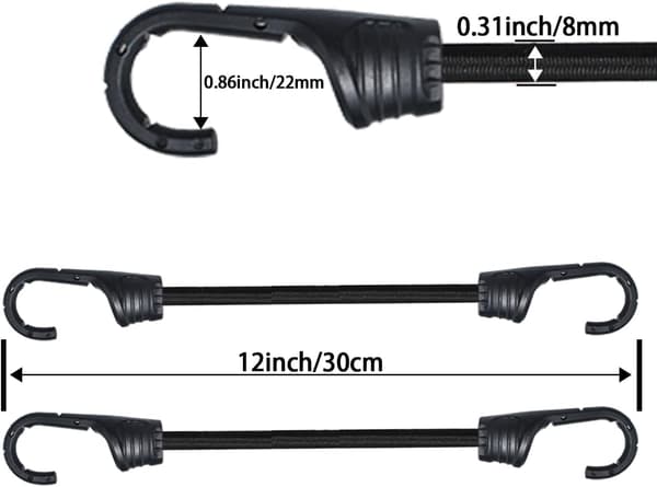 60 cm elastisk rebkrog, sort elastisk reb, velegnet til camping, cykling, foldecykler, kufferter osv. [4 stk.]