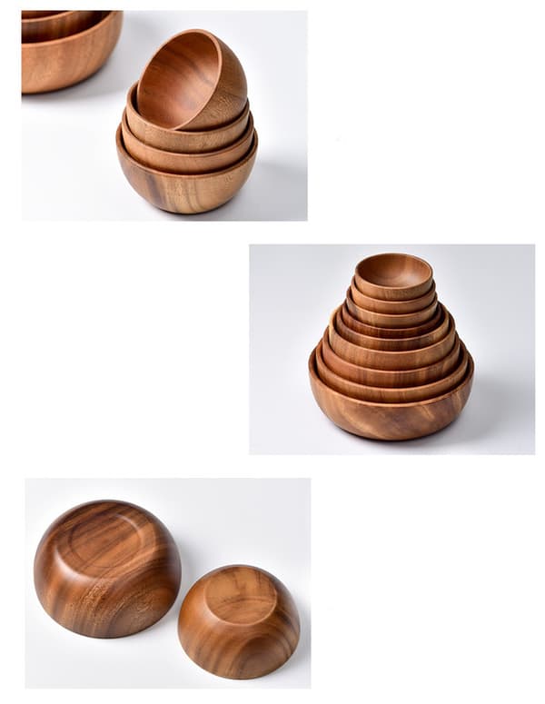 Træskål - 20*7,5 cm - Naturlig massiv træskål