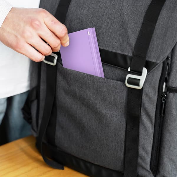 Mini vikbart Bluetooth-tangentbord – bärbart, Mac, iPad, Android, Windows och iOS (lila), ultratunt aluminium, resevänligt för iPhone