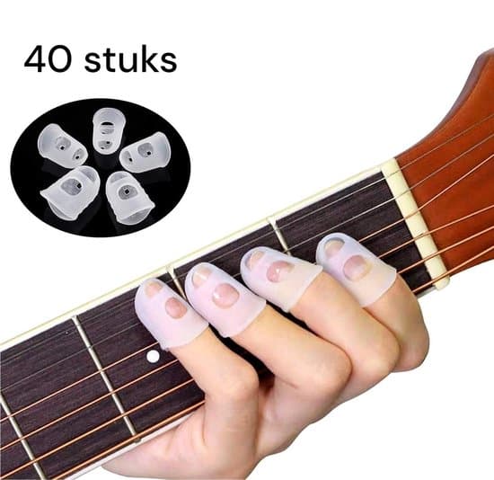 Gitarrfingertoppsskydd - 40 stycken silikon gitarrfingerskydd skyddande kåpor för gitarr ukulele bas - transparent - 40 stycken
