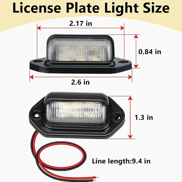 LED nummerpladebelysning - 3W 500lm 12-24V - sæt med 2 - sort