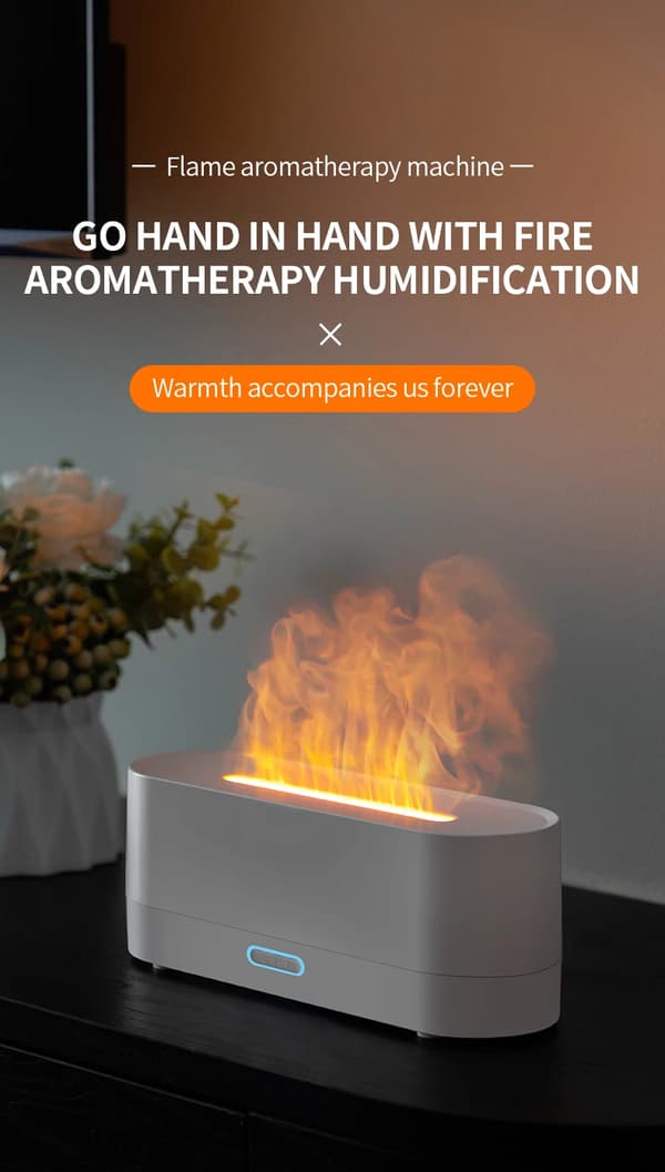 160 ml flamme diffuser med luftfugter, 7 farver lys, æterisk olie diffuser, aromaterapi diffuser til hjemmet, kontoret og soveværelset.