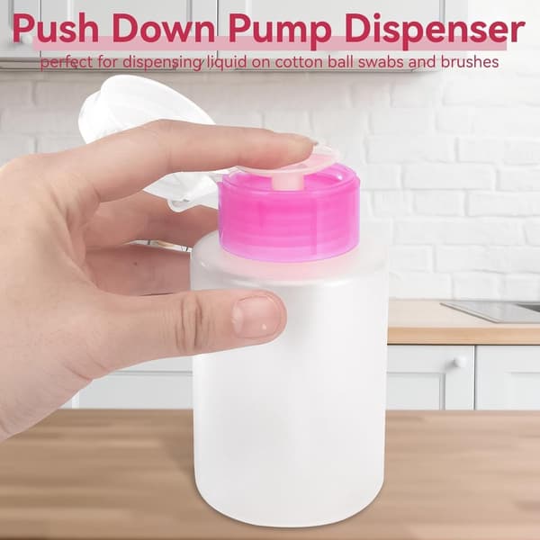 2 stk. væskepumpedispenser - Push Down plastikpumpeflaskedispenser - Flip Top-låg til alkohol - neglelakfjerner - acetone