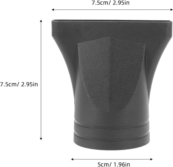 3-delt diffuser hårtørrer - til Ø 4,35-4,5 cm - 5*7,5*7,5 cm - Bred åbning - Hårstyling tilbehør - Erstatning - Universal - Sort