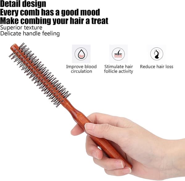 Rund hårbørste - Krøllebørste hårtørrer - Professionel styling - Bløde nylonbørster - 20,6 cm længde