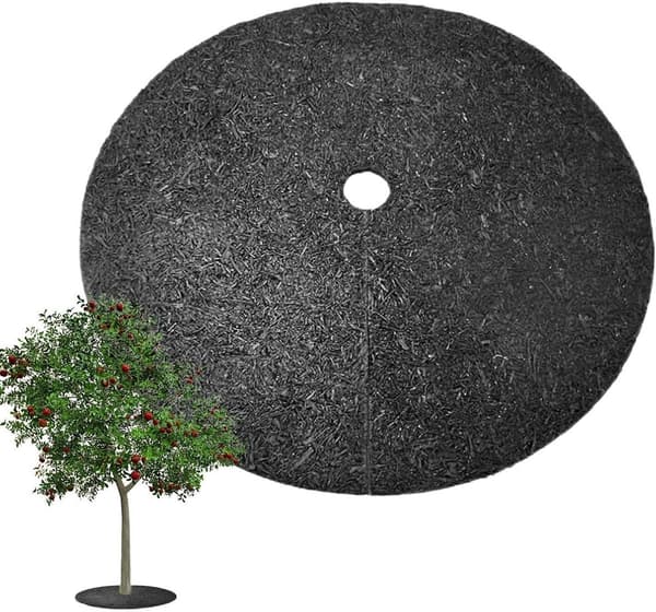 Træring Mulchmåtte - Rodbeskyttelsesdisk - Havevedligeholdelse - Ikke-vævet Materiale - 72 cm Diameter - Sort