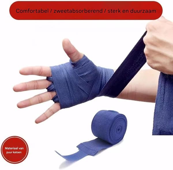 Boksebind Håndbind - Håndledsbeskyttelse Kompression - Kampsportstræning - Vaskbart Design - 15 cm Længde - Blå