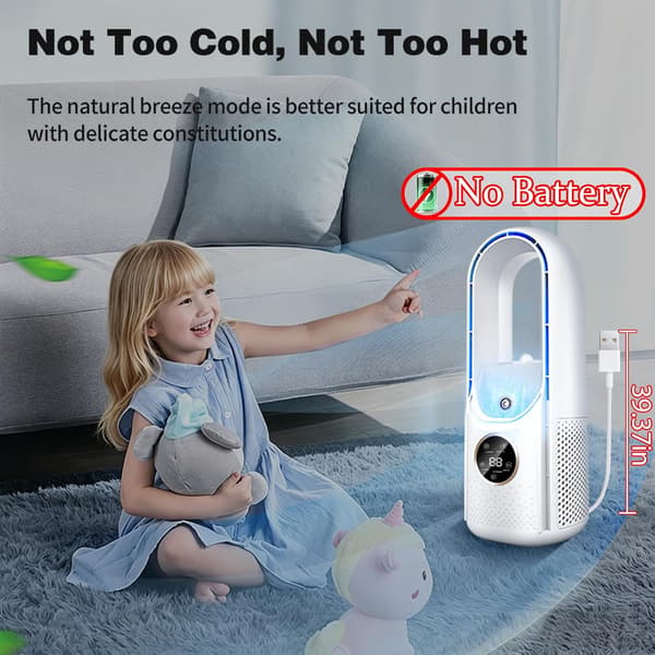 Bladeless skrivebordsventilator, bladeless bordventilator til skrivebord, hjem og soveværelse (stikversion)