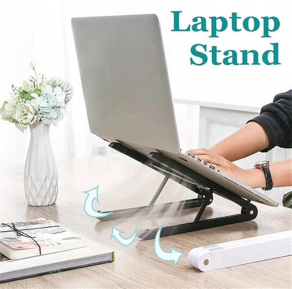 Universal bærbar computerstander, justerbar notebookholder til MacBook, skridsikker, foldbar kølebase (pink)