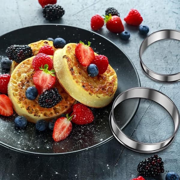 Runde Muffinforme 6 Stykker Sconeforme Bagekageforme Rustfrit Stål Crumpetforme Non-Stick, Sølv, Rustfrit Stål, 8Cm, 6 Stykker