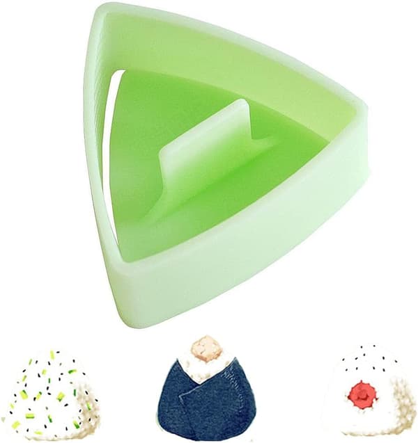 Triangulär sushiform, triangulär formlåda i plast, DIY-verktyg för att göra risbollar och bentolådor (grön).