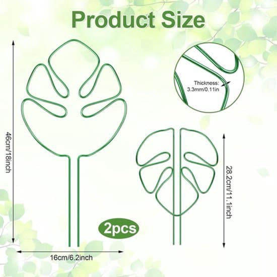 Växtstöd i bladdesign, 2-pack - Aluminiumstöd för Monstera krukväxter