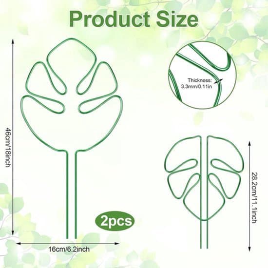 Växtstöd i bladdesign, 2-pack - Aluminiumstöd för Monstera krukväxter