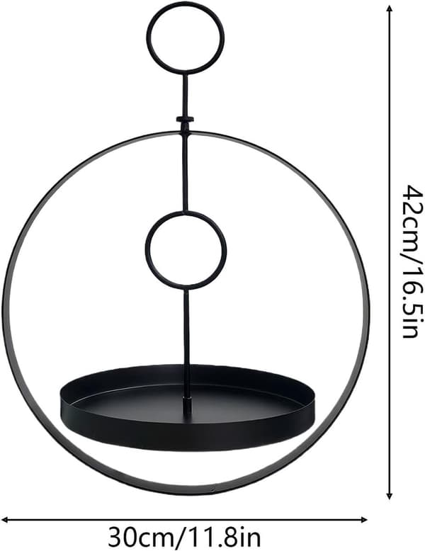 Fuglehus - Hængende Fuglehus - Kragefoderautomat - Metal Fuglefoderautomat - Bærbar Foderautomat - Alsidigt Ringdesign - Sort - 30*42*20CM