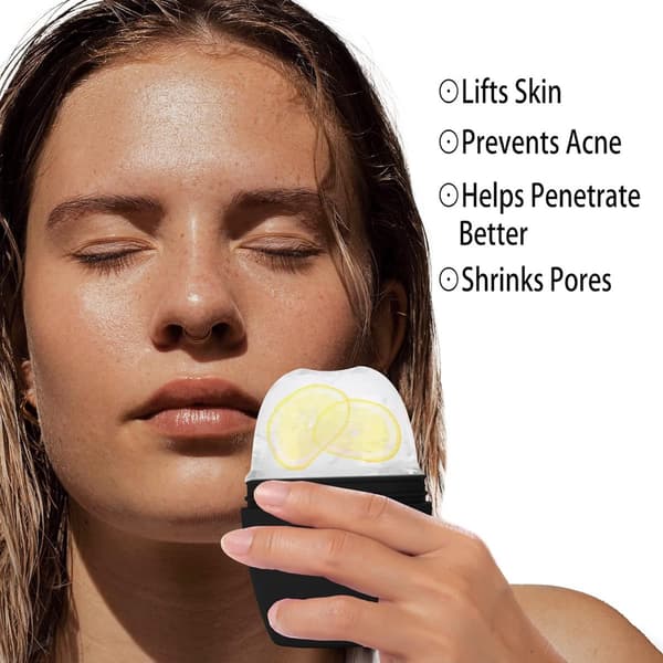 Pieces Face Ice Roller - Ansigtsisroller - Isroller - Silikone - Gua Sha - Iskonditionering - Ansigtsisning - Ansigtsiskonditionering - Sort