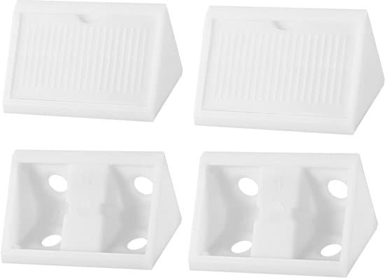100 stycken hörnfästen, möbelkopplingar, hyllstöd, 4 hål, vit, plast