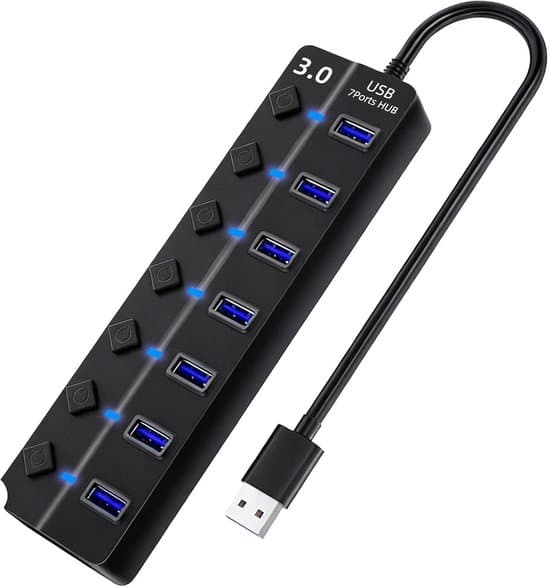 USB 3.0 Hub med 7 porte og 5 Gbps hastighed