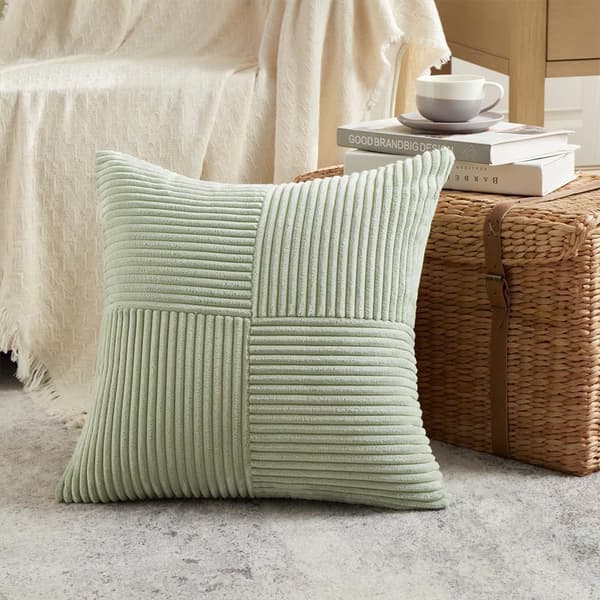 2x Dekorative Pudebetræk Salviegrøn 45x45 cm - Blød Fløjl Patchwork | Stue & Sofa