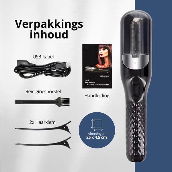 Split Ender - Split Remover - Inkl. tilbehør - Til spaltede spidser - Split End Trimmer - Sort - inkl. E-bog