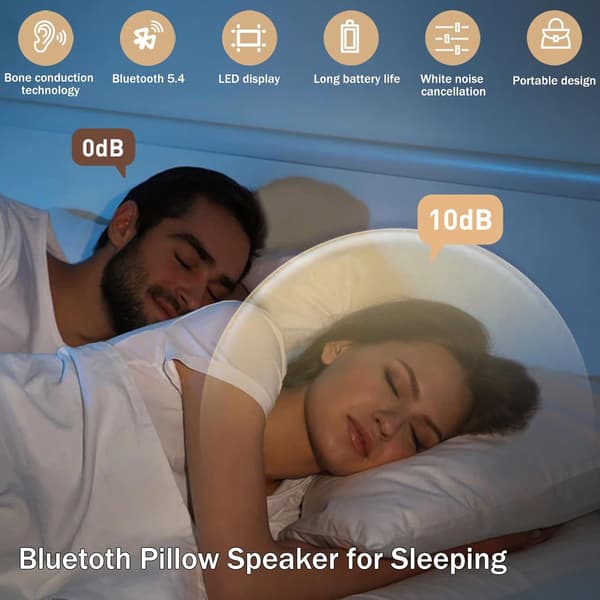 TF for Bone deep with late your sleep white Ideal night pillow noise. speaker without partner (Black) Supports function Bluetooth