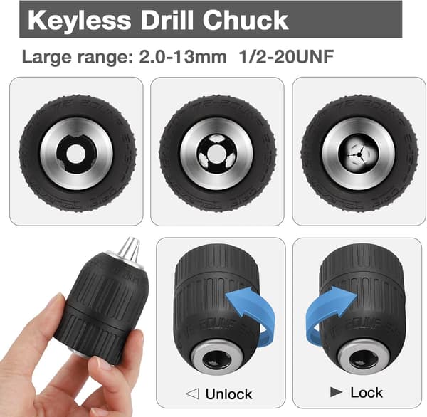 13 mm nyckellös borrchuck med SDS-adapter