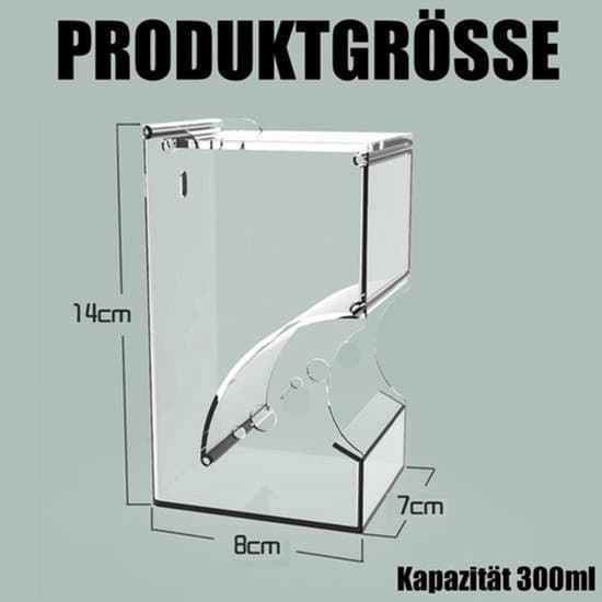 Hamsterfoderautomat til hamstere - transparent akryl - automatisk - 300 ml - velegnet til papegøjer og mini pindsvin