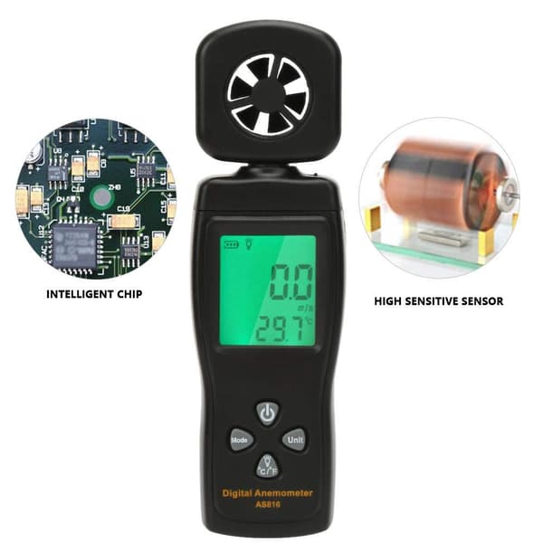 Vindhastigheds- og luftstrømstester, SMART SENSOR AS816 0,3-30m/s Mini Digital Anemometer
