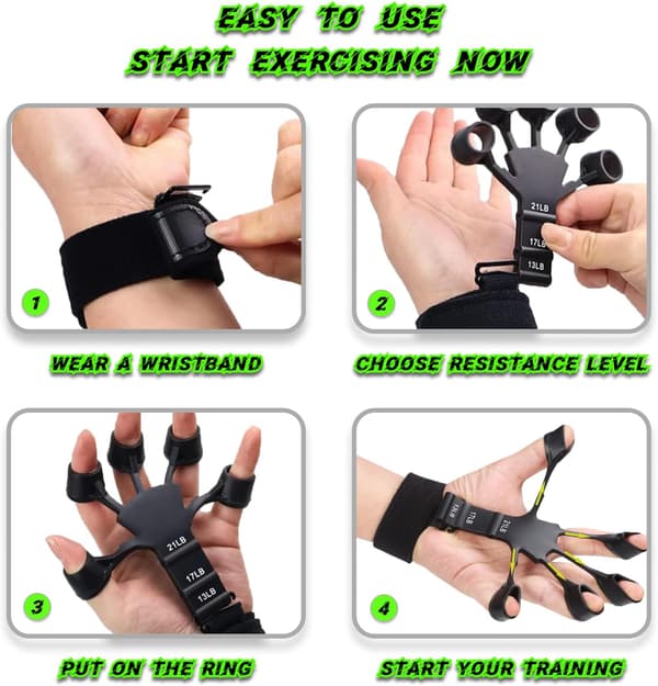 2-delt Finger Extensor Træner – Hånd- og Håndledsstyrke Forbedrer - Sort + Grå)