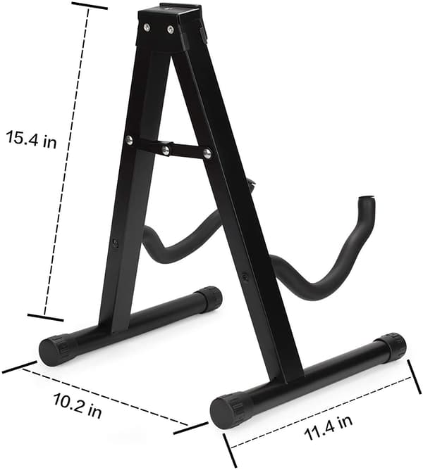 Gitarrställ, hopfällbart, universellt A-modell, justerbart, akustisk gitarr, klassisk gitarr, elgitarr, basgitarr, ukulele och fiol.