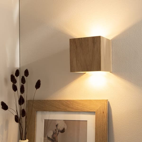 LED-seinävalaisin, rauta/puu, beige