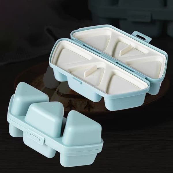 Onigiri Maker-Sushi Maker-Onigiri Form-Triangulär Sushi Form-6-i-ett Risbollsform - Plast -Blå