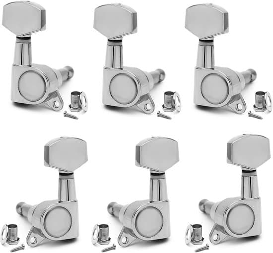 Guitar Tuning Knobs - Guitar Strings Tuning Knobs Tuning Machines - for electric or acoustic guitar (3 left + 3 right) - 6 pieces - Silver