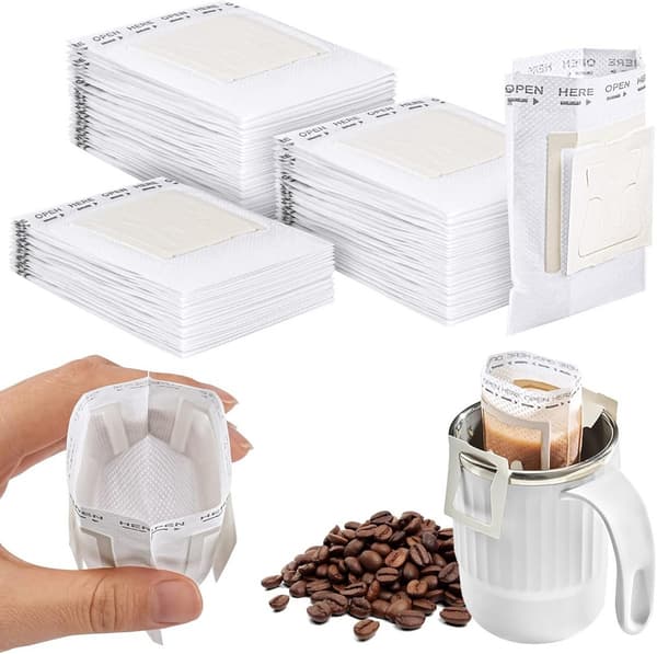 120 engangs kaffefiltre - Sammenklappelige papirposer til drypkaffe