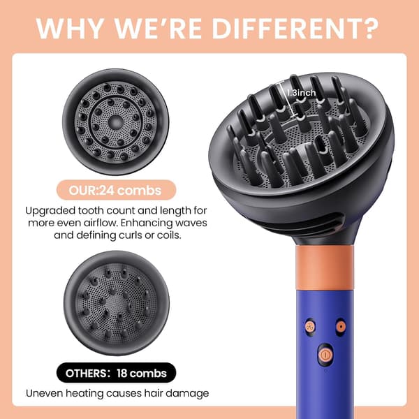 Tilbehør egnet til krøllejern, egnet til alle Dyson krøllejern, diffuser-tilbehør med diffuserfunktion, sort